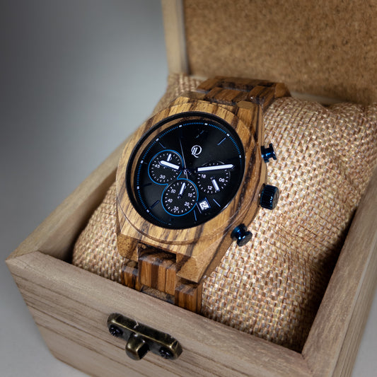 Montre en olivier et sa boite